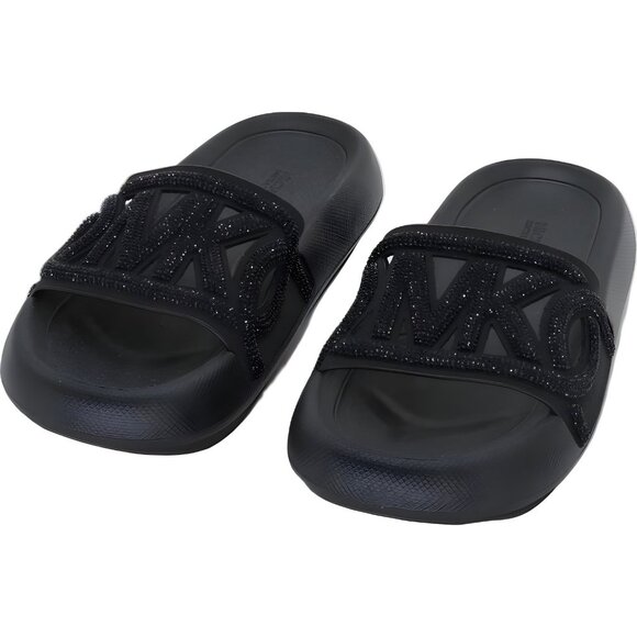 Michael Kors MK Splash Crystal Slide Sandals Black Embellished Women's US 5 - Picture 5 of 6